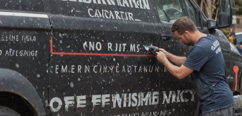 Professional truck lettering work
